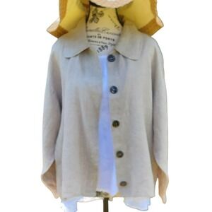 Sundance Catalog Company Womens Medium 100% Linen Button Up Jacket Beige USA